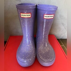 HUNTER Toddler Girl Size 8 Kids First Giant Glitter Purple Rain Boots